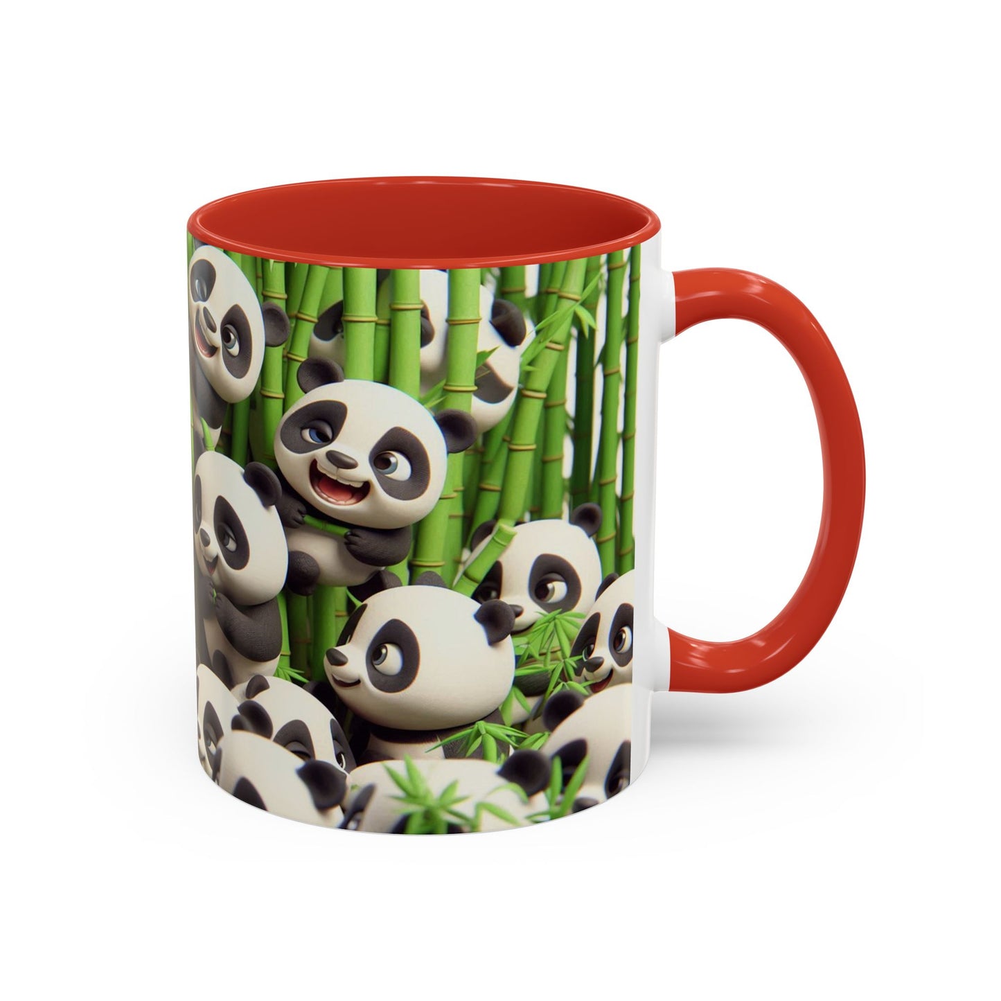 Pandas ludiques avec du bambou | Tasse à café Accent (11 oz)