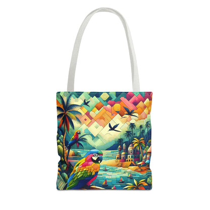 Parrots Overlooking A City | Tote Bag