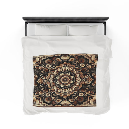 Boho Dark Geometric Pattern | Velveteen Plush Blanket