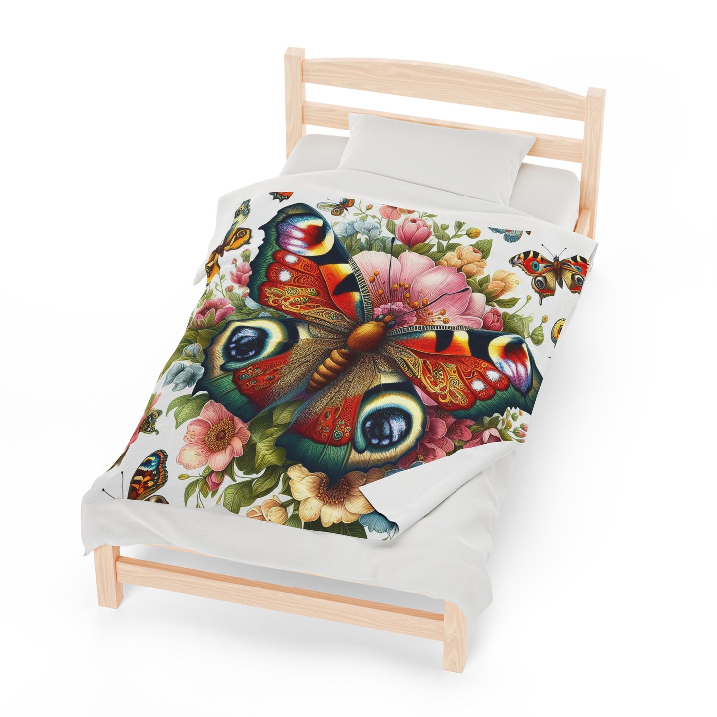 Butterfly With Multicolored Wings | Velveteen Plush Blanket