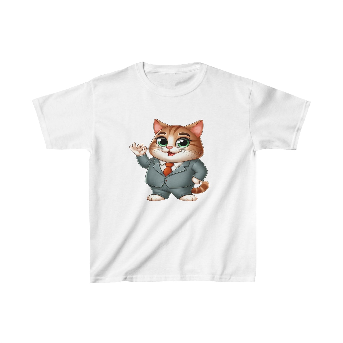 Camiseta de algodón pesado para niños Gato con esmoquin