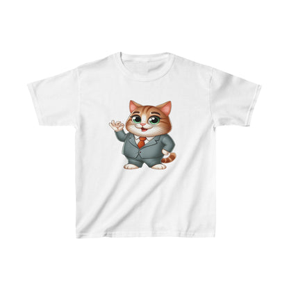 Camiseta de algodón pesado para niños Gato con esmoquin