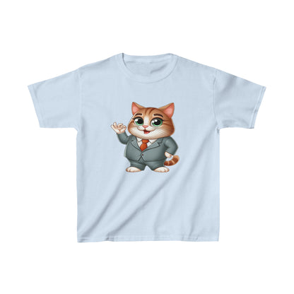 Camiseta de algodón pesado para niños Gato con esmoquin