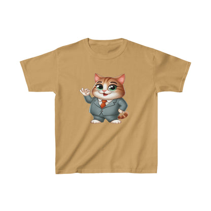 Camiseta de algodón pesado para niños Gato con esmoquin