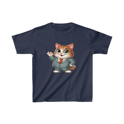 Camiseta de algodón pesado para niños Gato con esmoquin