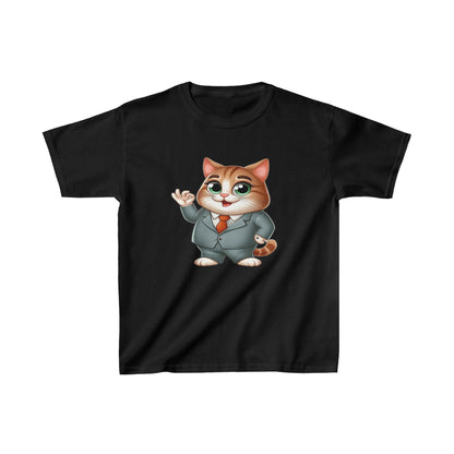 Camiseta de algodón pesado para niños Gato con esmoquin