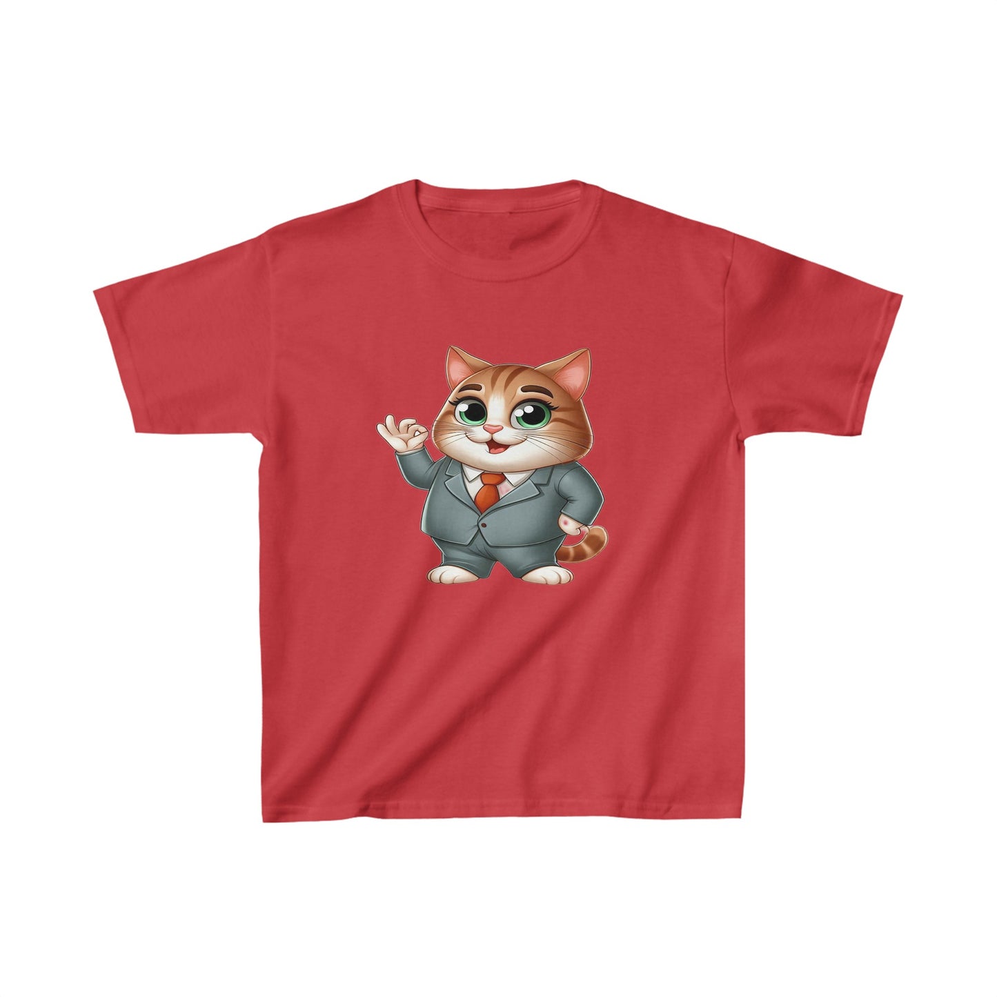 Camiseta de algodón pesado para niños Gato con esmoquin