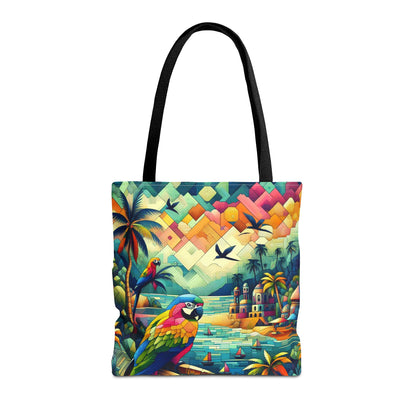 Parrots Overlooking A City | Tote Bag