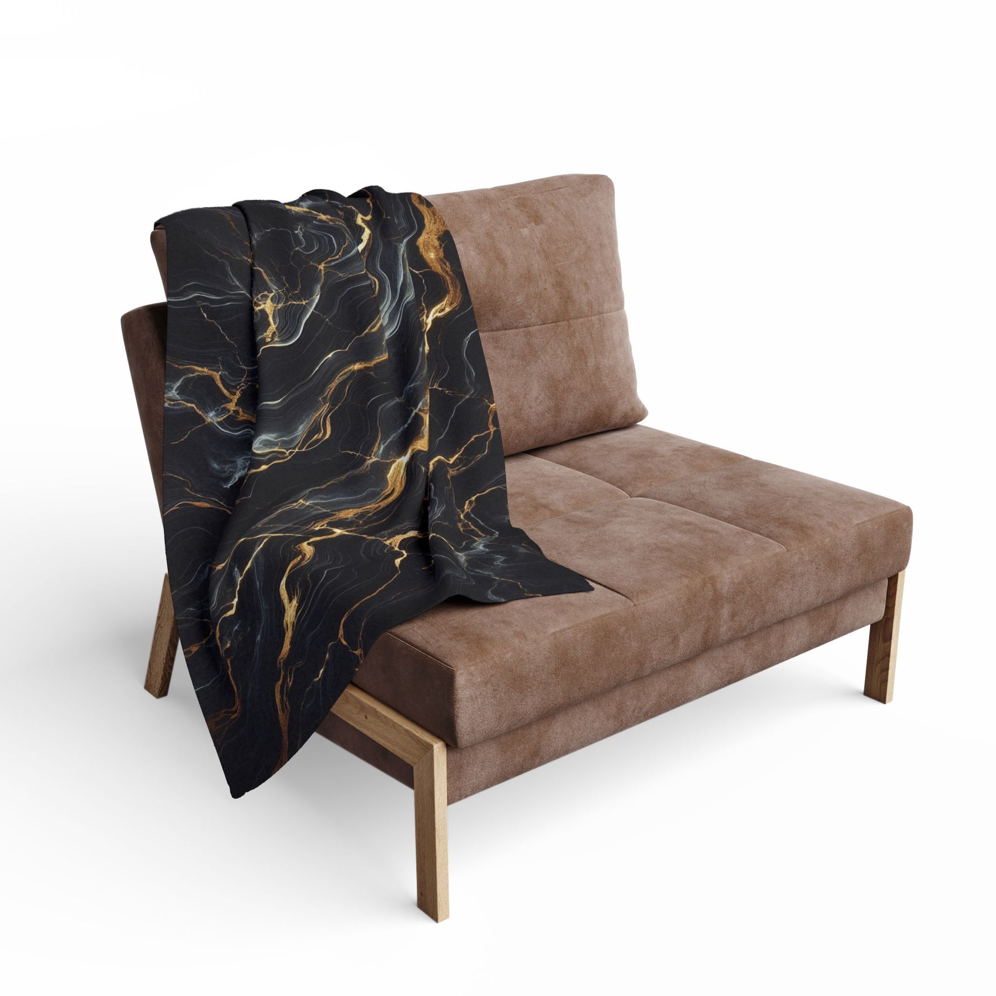 Black, Gold Marble Pattern | Arctic Fleece Blanket