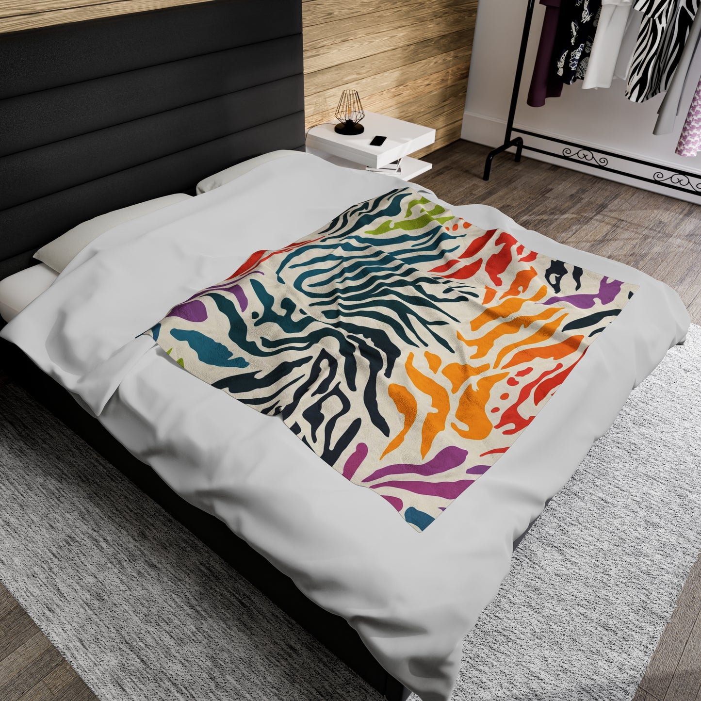 Colored Zebra Pattern | Velveteen Plush Blanket