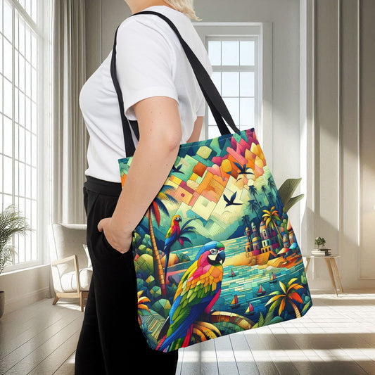 Parrots Overlooking A City | Tote Bag