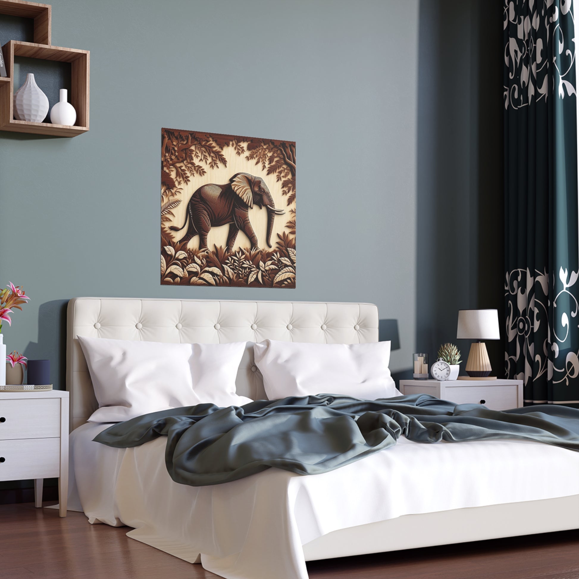 3D Effect Elephant in a Jungle | Indoor and Outdoor Silk Poster