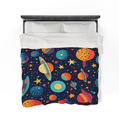 Planets And Galaxies | Kid's Velveteen Plush Blanket