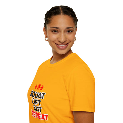 Squat Lift Eat Repeat | T-shirt doux unisexe