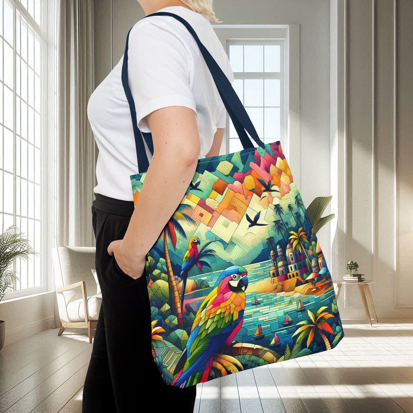 Parrots Overlooking A City | Tote Bag