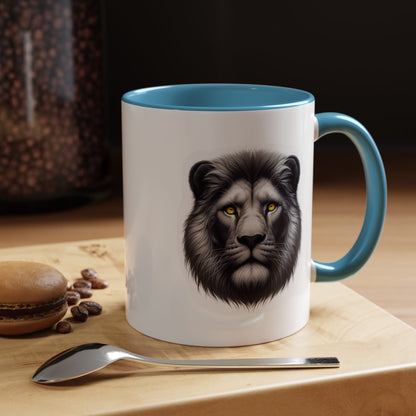 Lion Face with Golden Eyes | Accent Coffee Mug (11, 15oz)