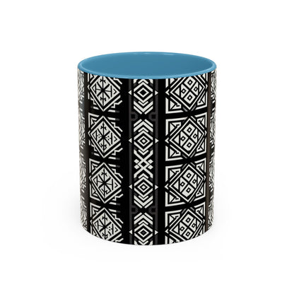 Black, White Geometric Pattern | Accent Coffee Mug (11oz)