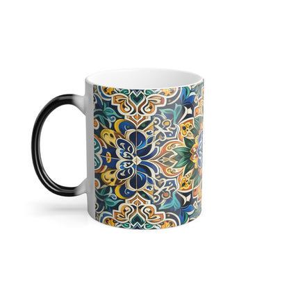 Taza con diseño marroquí que cambia de color, 11 oz