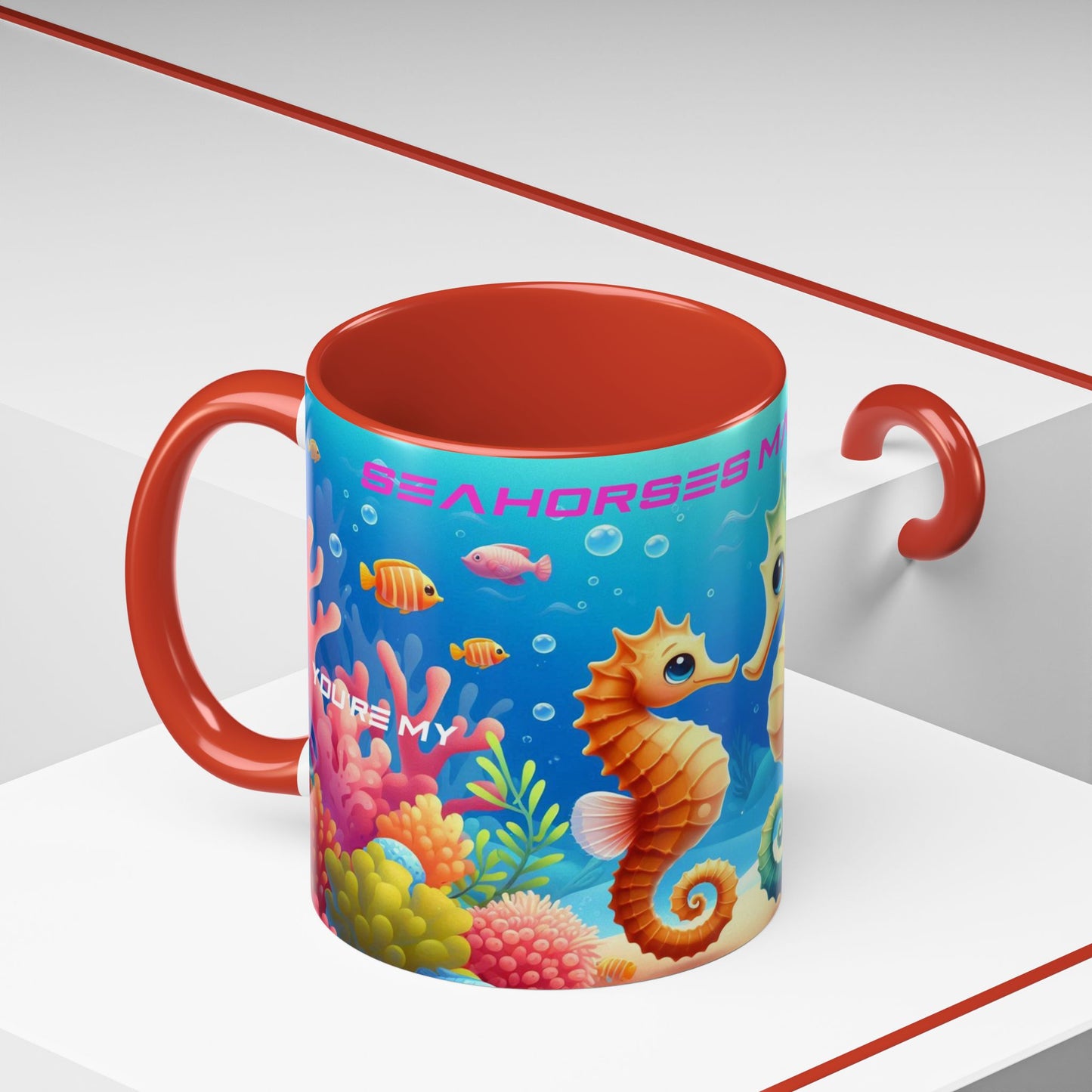 Seahorses Mate For Life | You Are My Seahorse | Accent Coffee Mug (11oz)