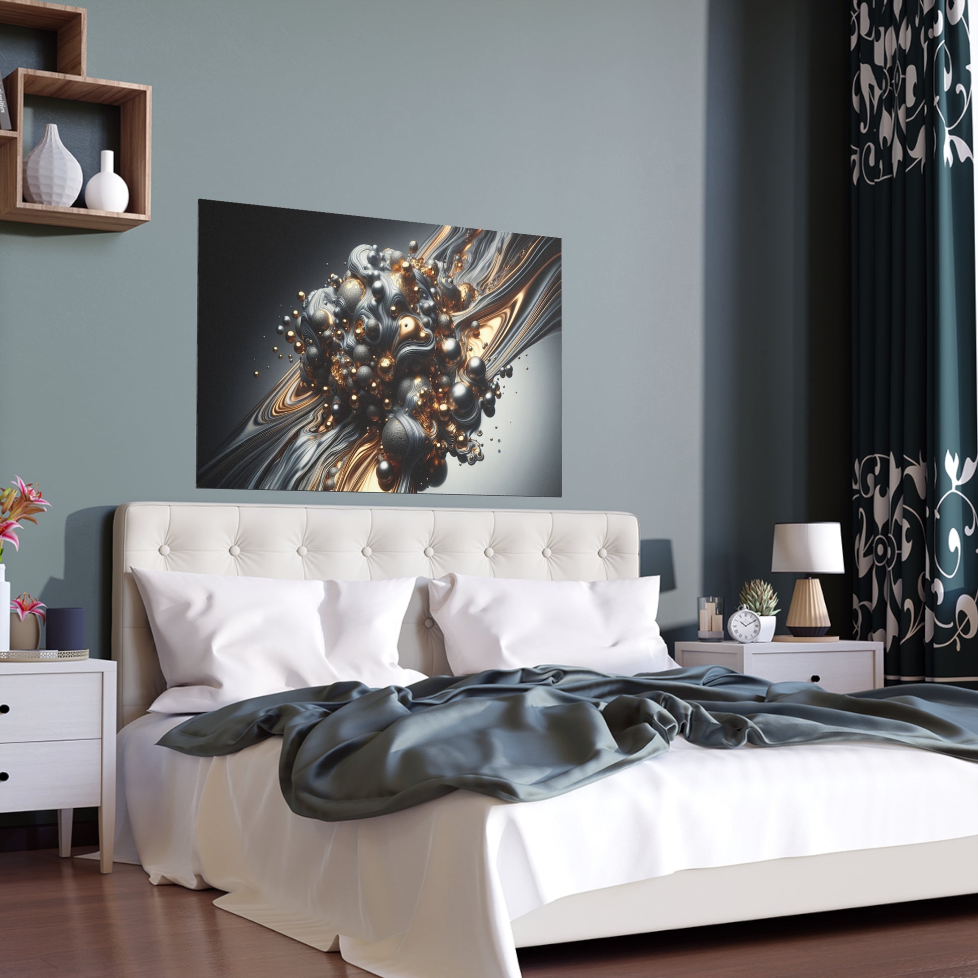 Gold, Silver Fusion | Duality of Life | Indoor and Outdoor Silk Poster