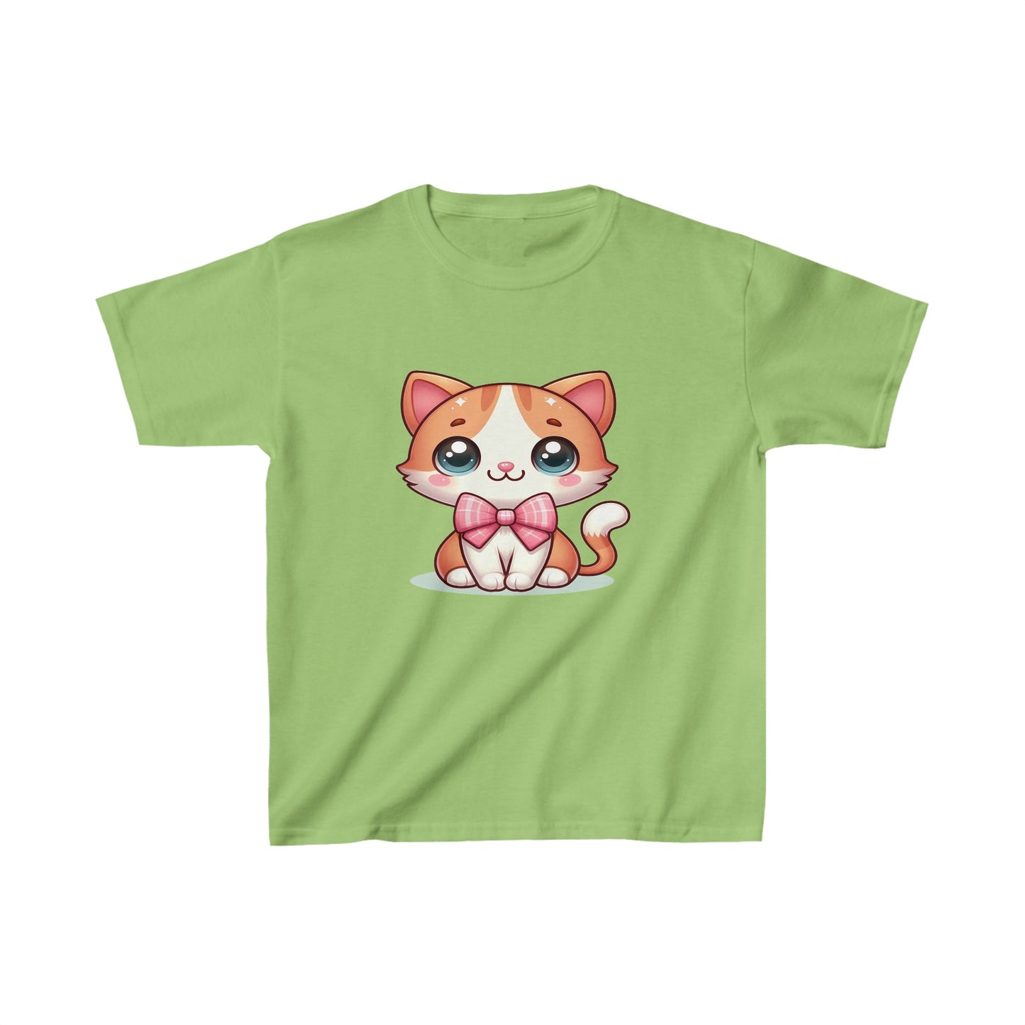 Lindo gatito con lazo | Camiseta de algodón pesado para niños