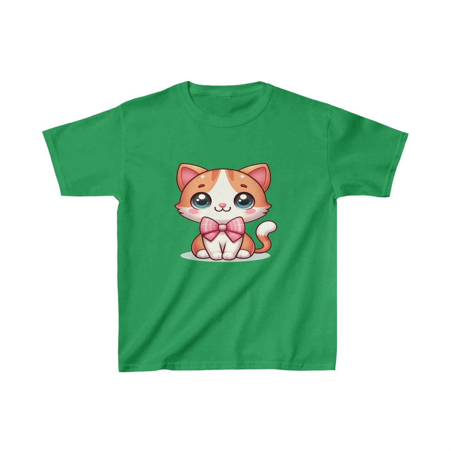 Lindo gatito con lazo | Camiseta de algodón pesado para niños