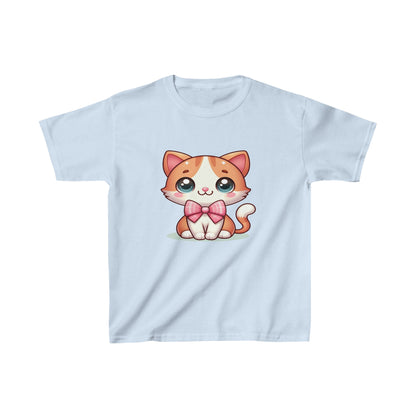 Lindo gatito con lazo | Camiseta de algodón pesado para niños