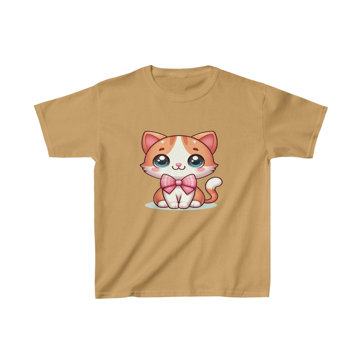 Lindo gatito con lazo | Camiseta de algodón pesado para niños