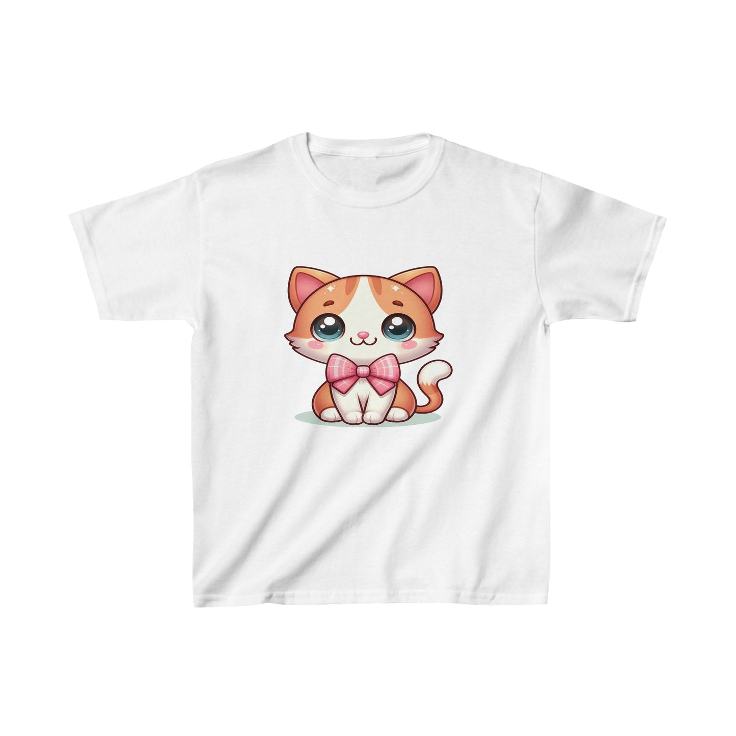 Lindo gatito con lazo | Camiseta de algodón pesado para niños