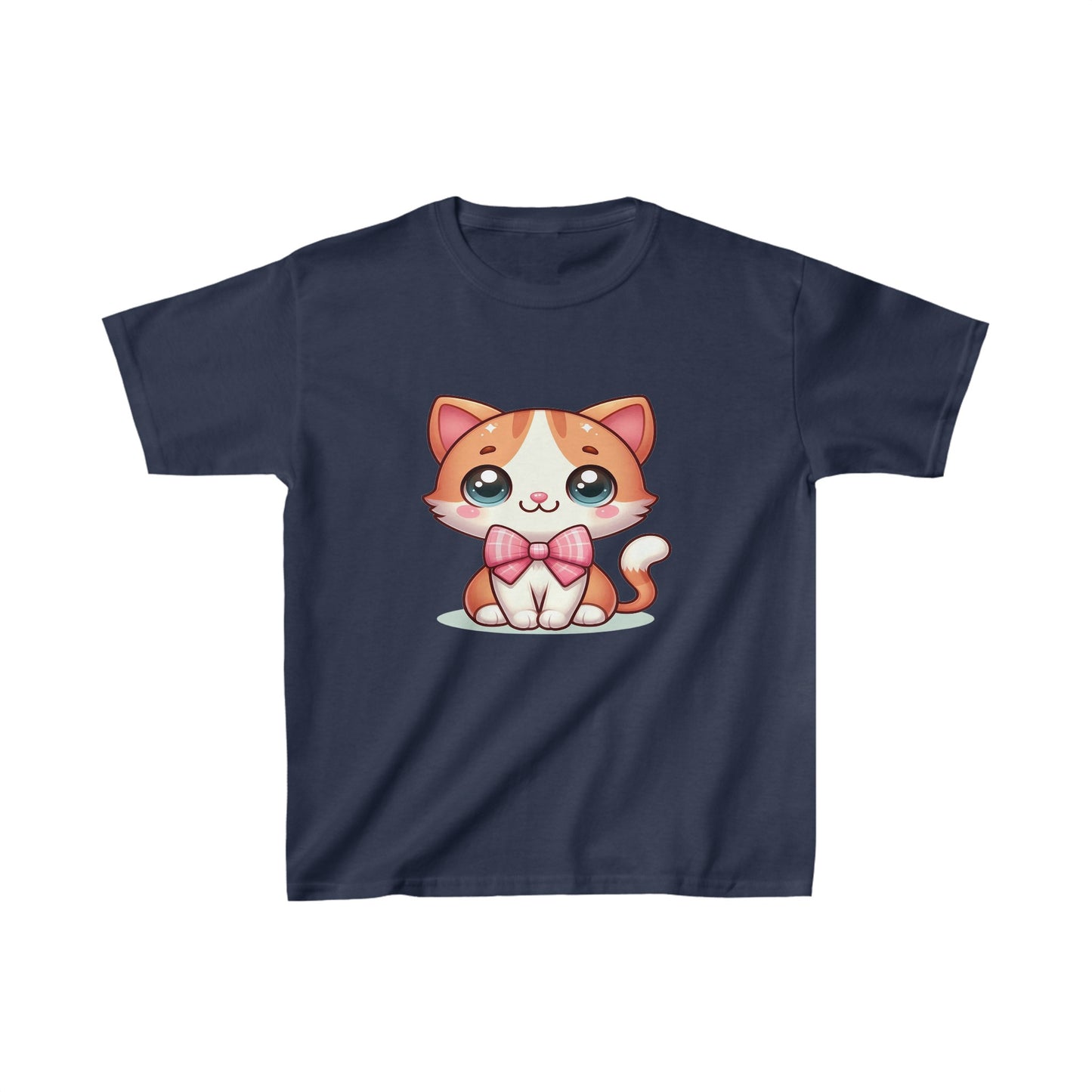 Lindo gatito con lazo | Camiseta de algodón pesado para niños