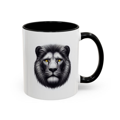 Lion Face with Golden Eyes | Accent Coffee Mug (11, 15oz)