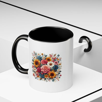 Fleurs multicolores | Tasse à café Accent (11, 15 oz)