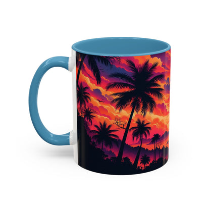 Coucher de soleil vu d'un tableau | Tasse à café Accent (11 oz)