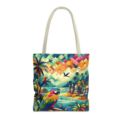 Parrots Overlooking A City | Tote Bag