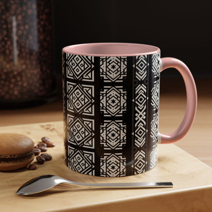 Black, White Geometric Pattern | Accent Coffee Mug (11oz)