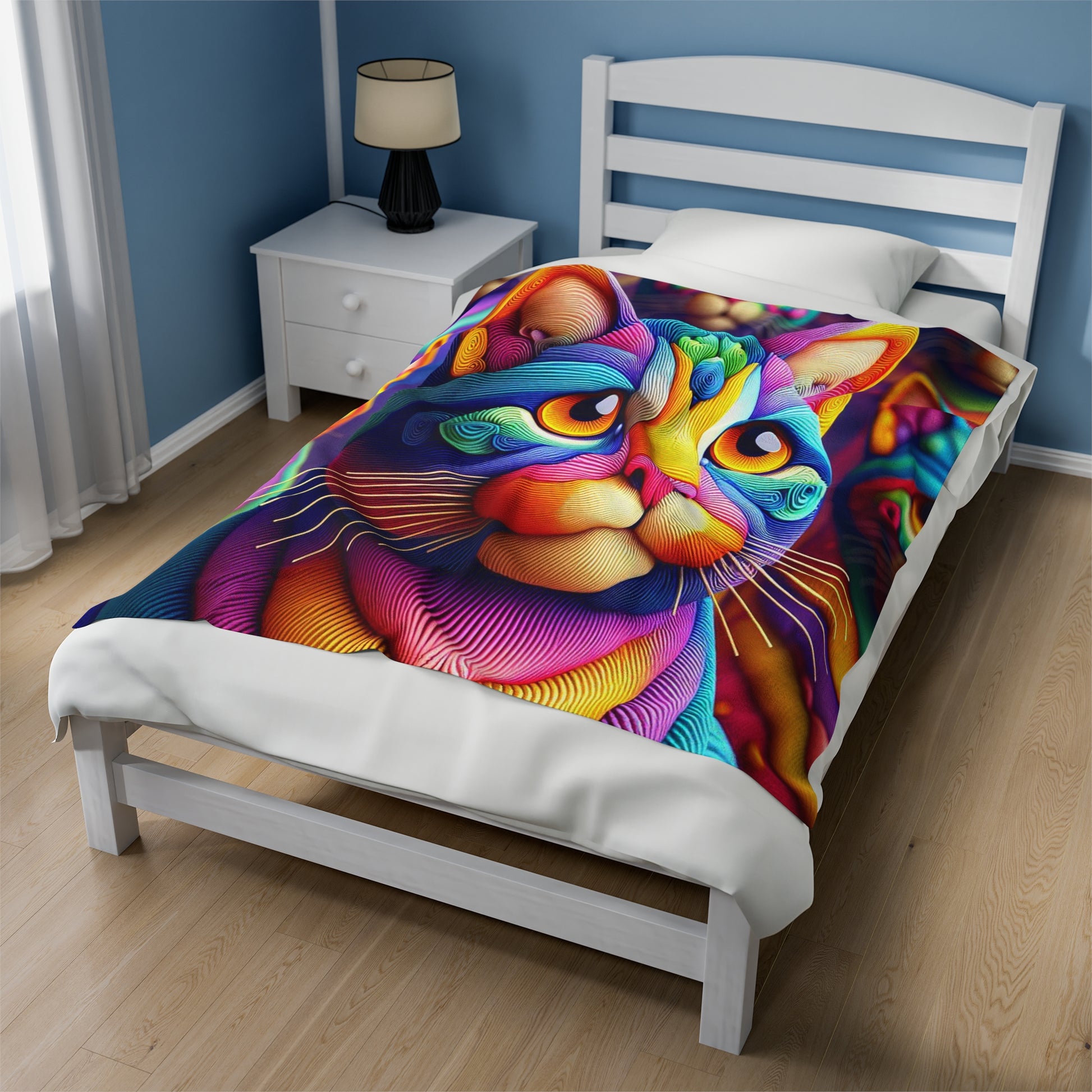 Multicolored Cat | Velveteen Plush Blanket