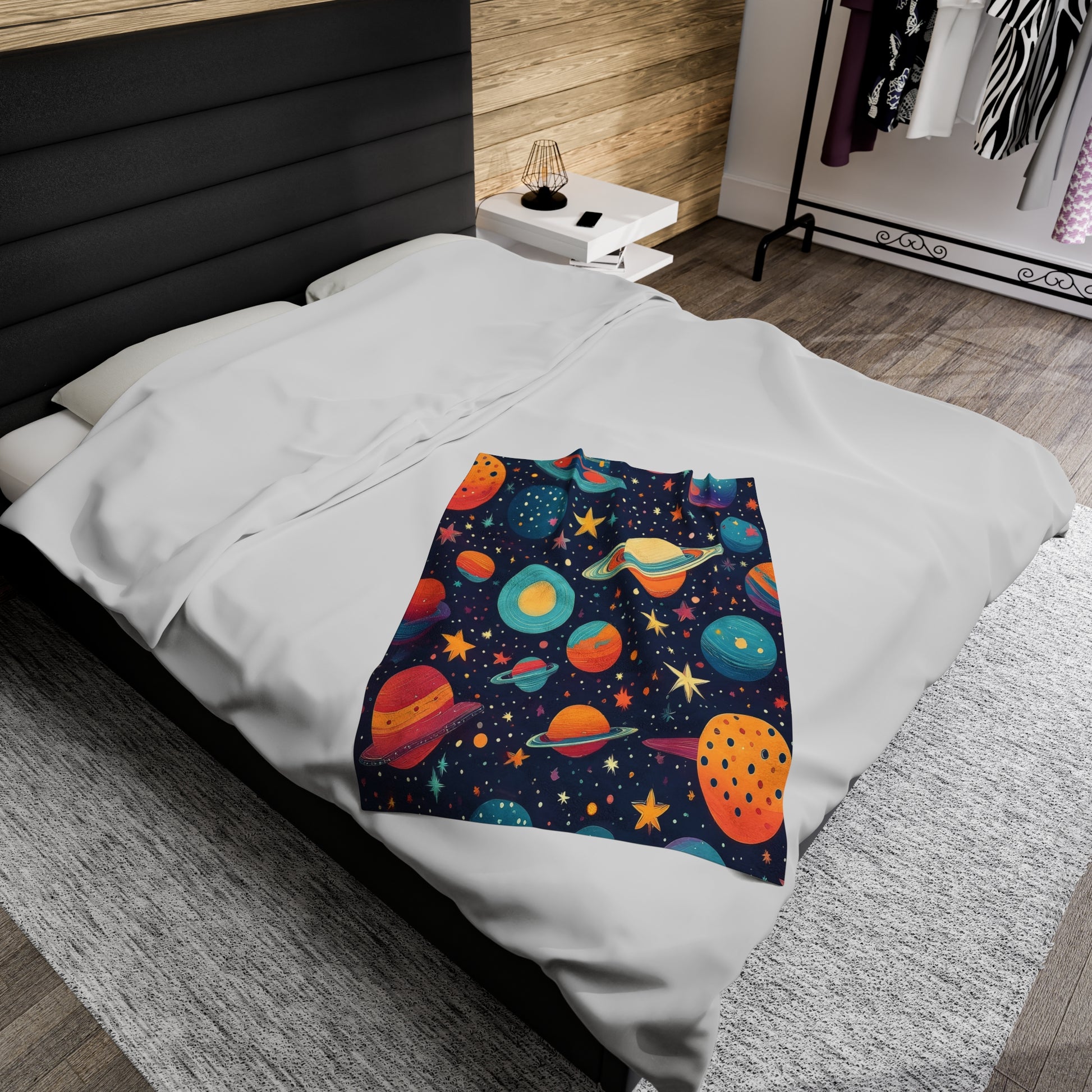 Planets And Galaxies | Kid's Velveteen Plush Blanket