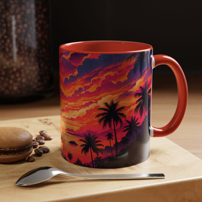 Coucher de soleil vu d'un tableau | Tasse à café Accent (11 oz)