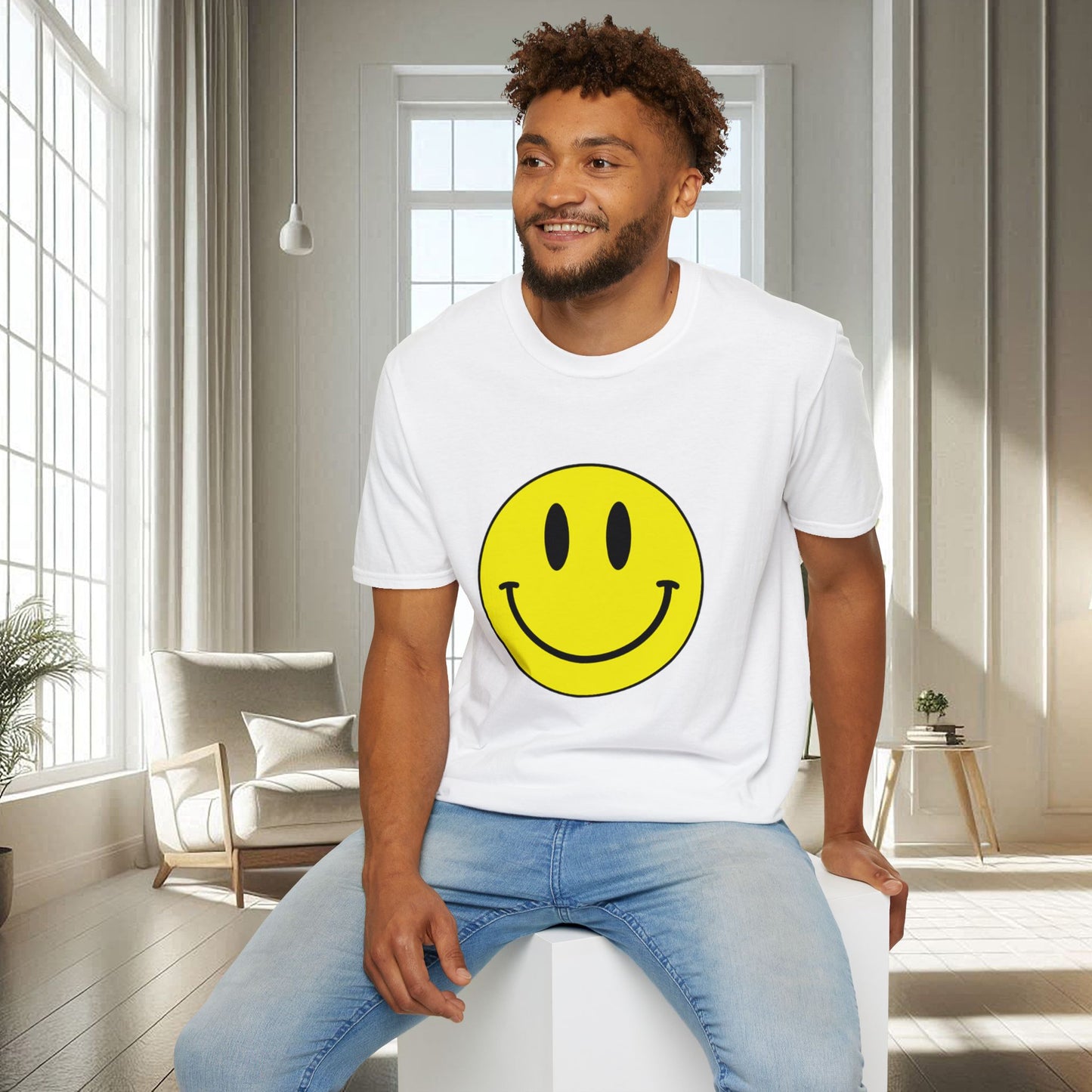 T-shirt unisexe doux avec émoticône souriante