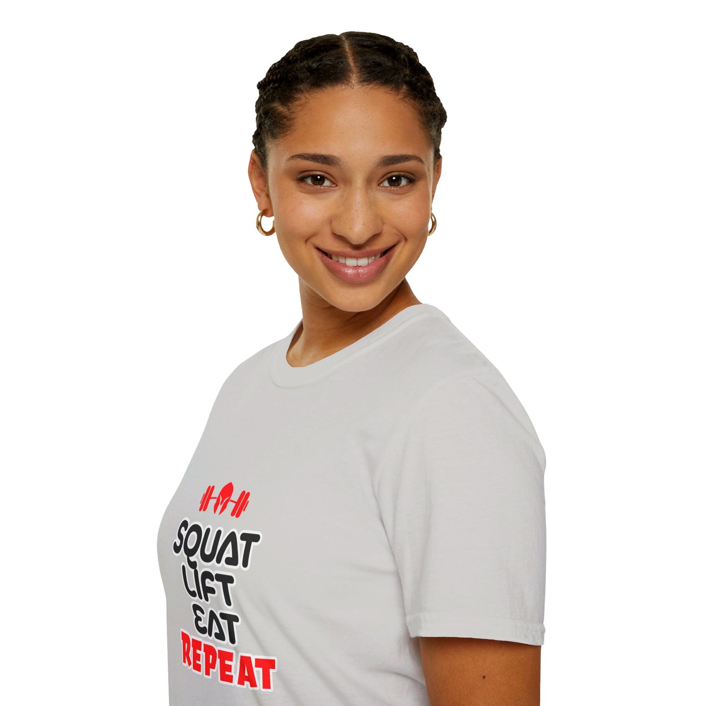 Squat Lift Eat Repeat | T-shirt doux unisexe