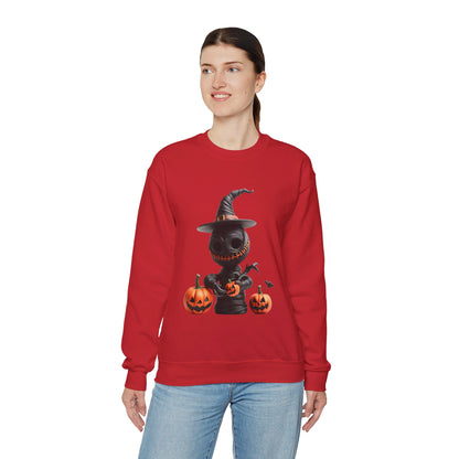 Sudadera unisex de cuello redondo de mezcla pesada Scary Witch Doll