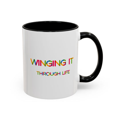 Winging it Through Life | Accent Coffee Mug (11, 15oz)