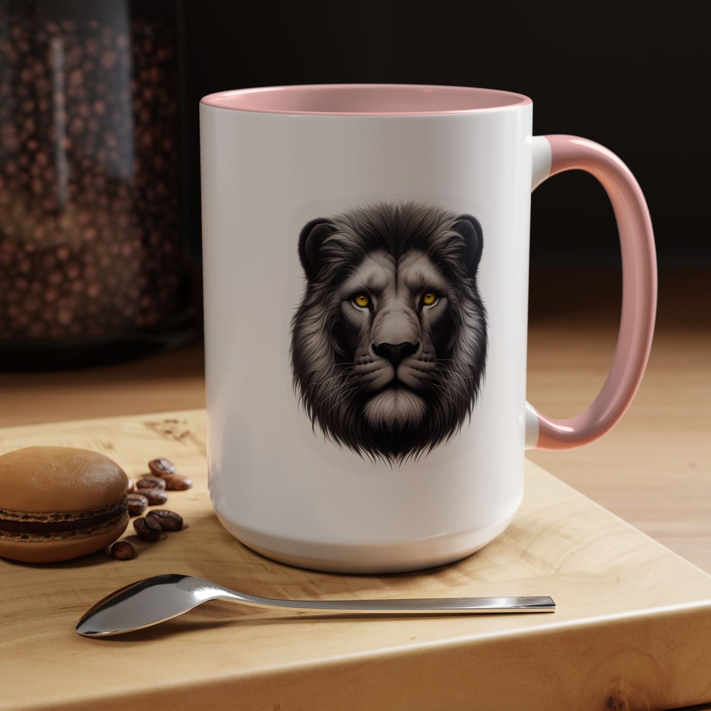 Lion Face with Golden Eyes | Accent Coffee Mug (11, 15oz)