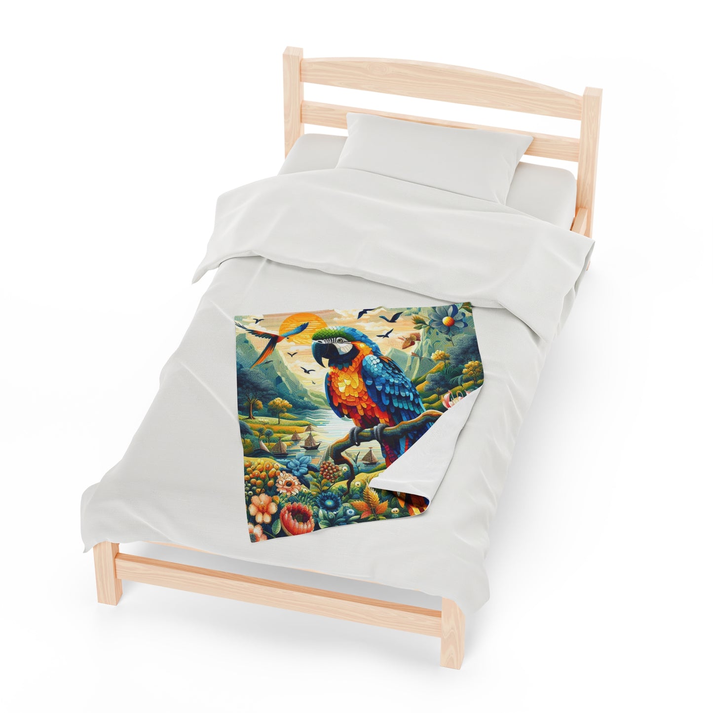 Polyfaceted Parrot | Kid's Velveteen Plush Blanket