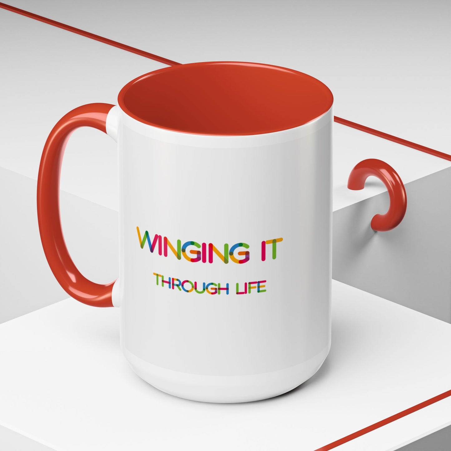 Winging it Through Life | Accent Coffee Mug (11, 15oz)