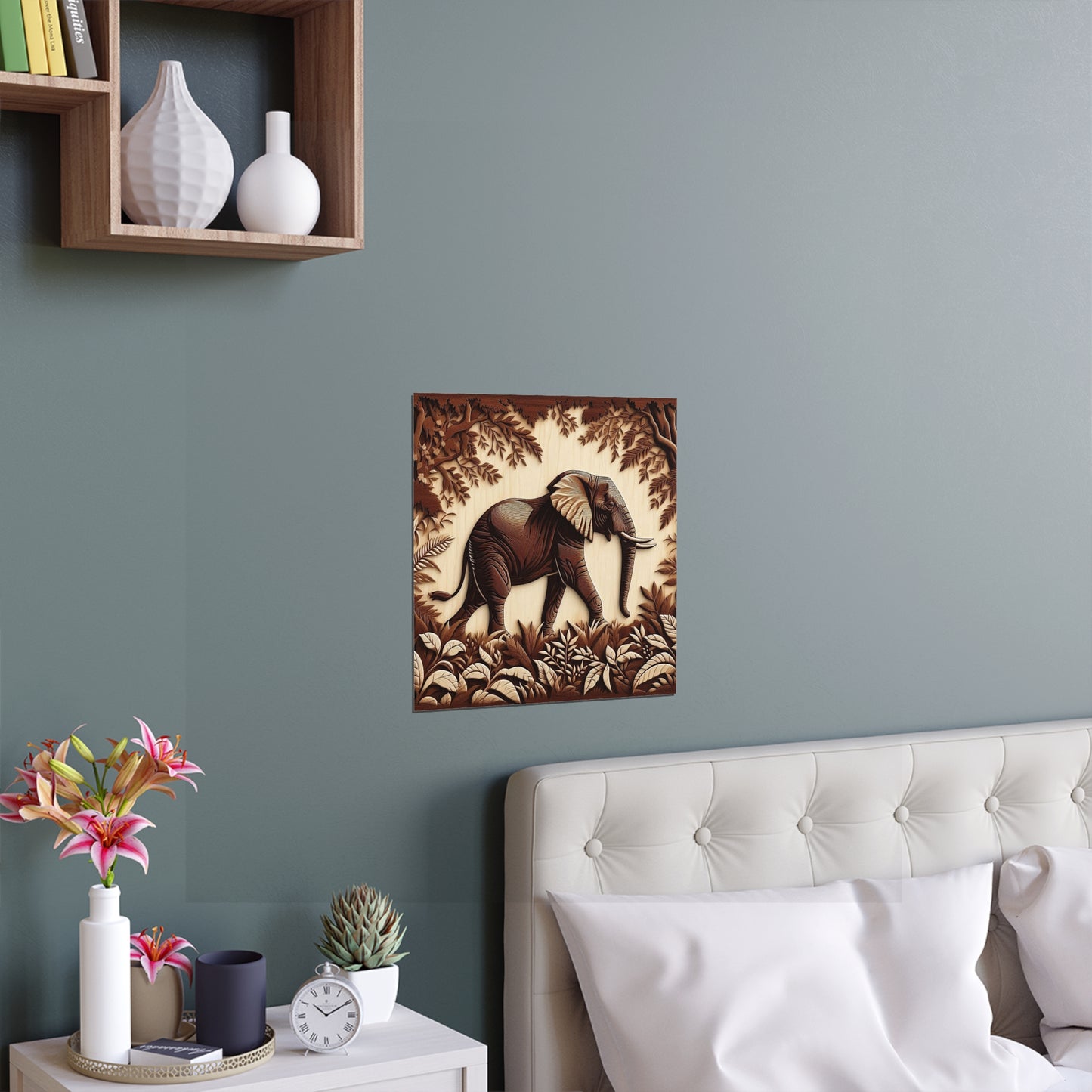 3D Effect Elephant in a Jungle | Indoor and Outdoor Silk Poster