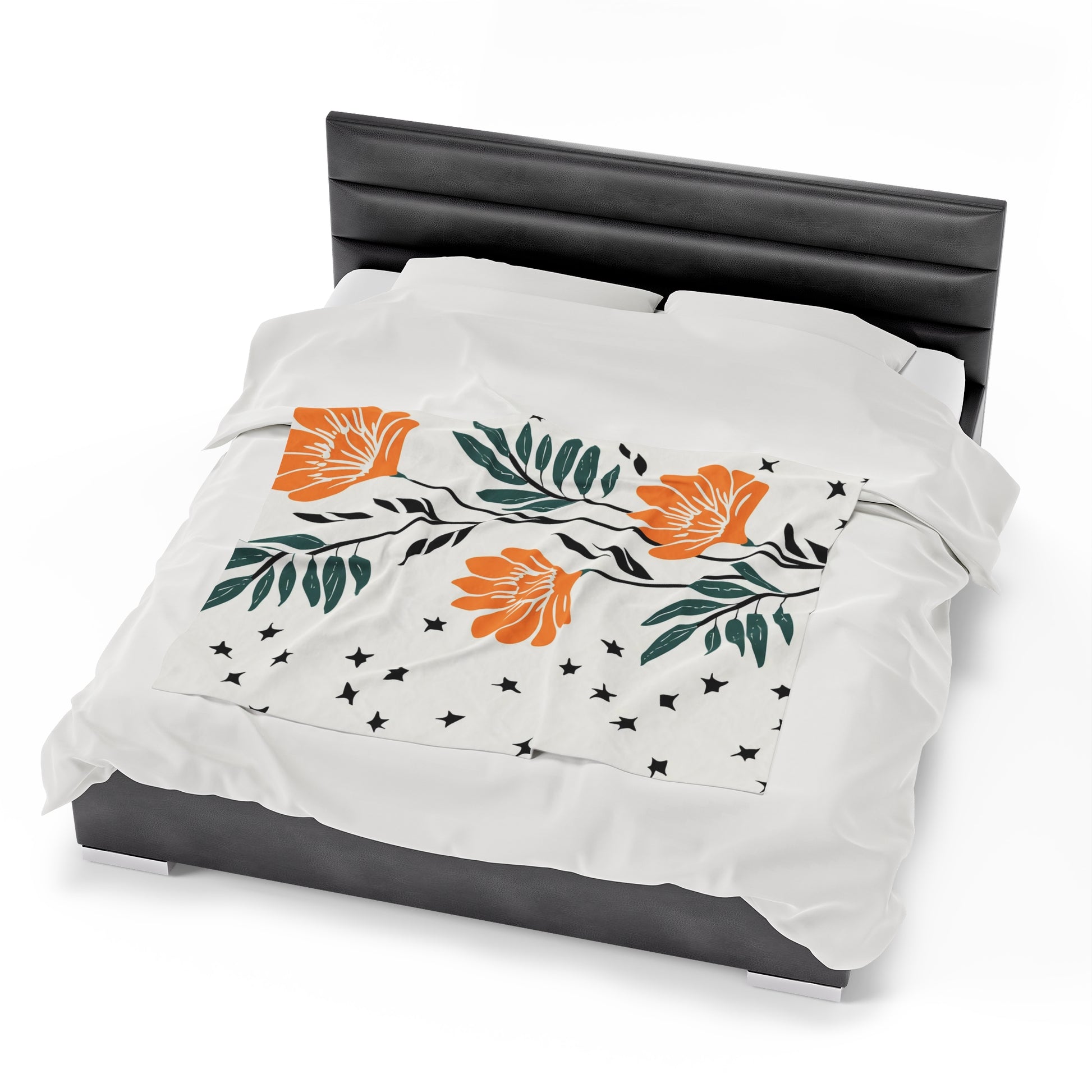 Flower And Fern Design | Velveteen Plush Blanket