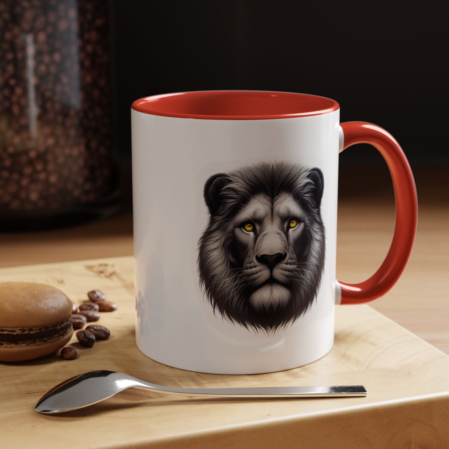 Lion Face with Golden Eyes | Accent Coffee Mug (11, 15oz)