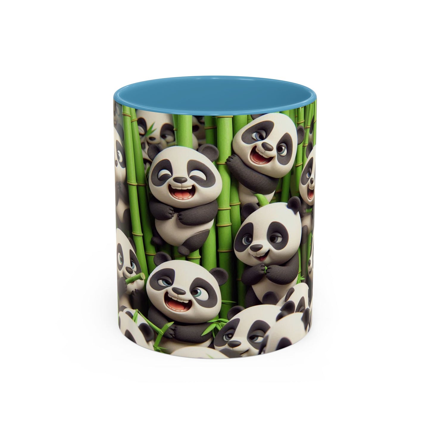 Pandas ludiques avec du bambou | Tasse à café Accent (11 oz)