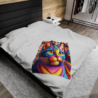 Multicolored Cat | Velveteen Plush Blanket